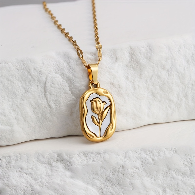 Women's Stainless Steel Rose Collarbone Chain Necklace